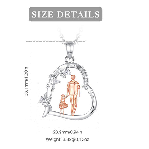 Sterling Silver Cubic Zirconia Mother Daughter Father Daughter Pendant Necklace