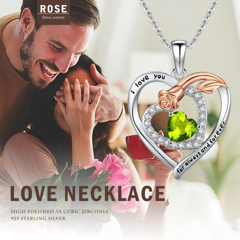 14K Gold Plated  Birthstone Rose Flower Necklaces for Women