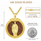 Christian Religious Medal Amulet 14K Gold Plated Pendant  Necklace