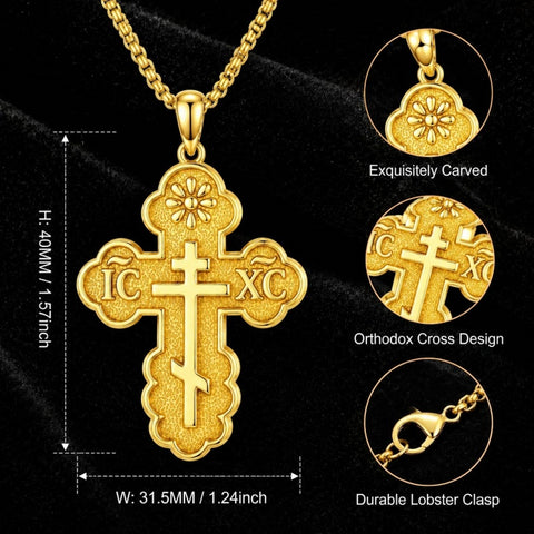 14K Gold Plated Cross Pendant Necklace  Religious Faith Jewelry Gifts for Christmas