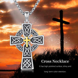 14K Gold Plated Celtic Vikin Cross Pendant Necklace Irish Jewelry Religious Protective Gift