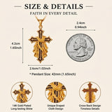 14K Gold Plated Wooden Cross Pendant Necklace Christian Catholic Jewelry Religious Gift