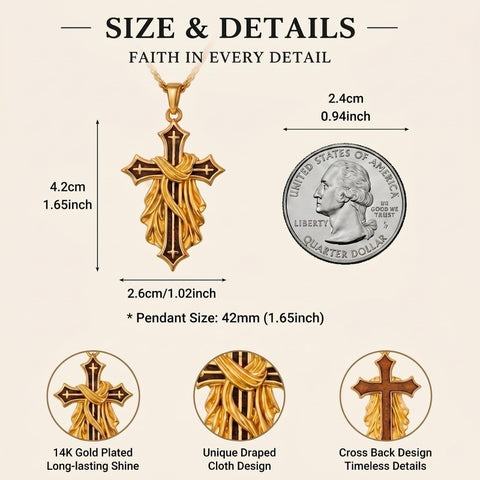 14K Gold Plated Wooden Cross Pendant Necklace Christian Catholic Jewelry Religious Gift