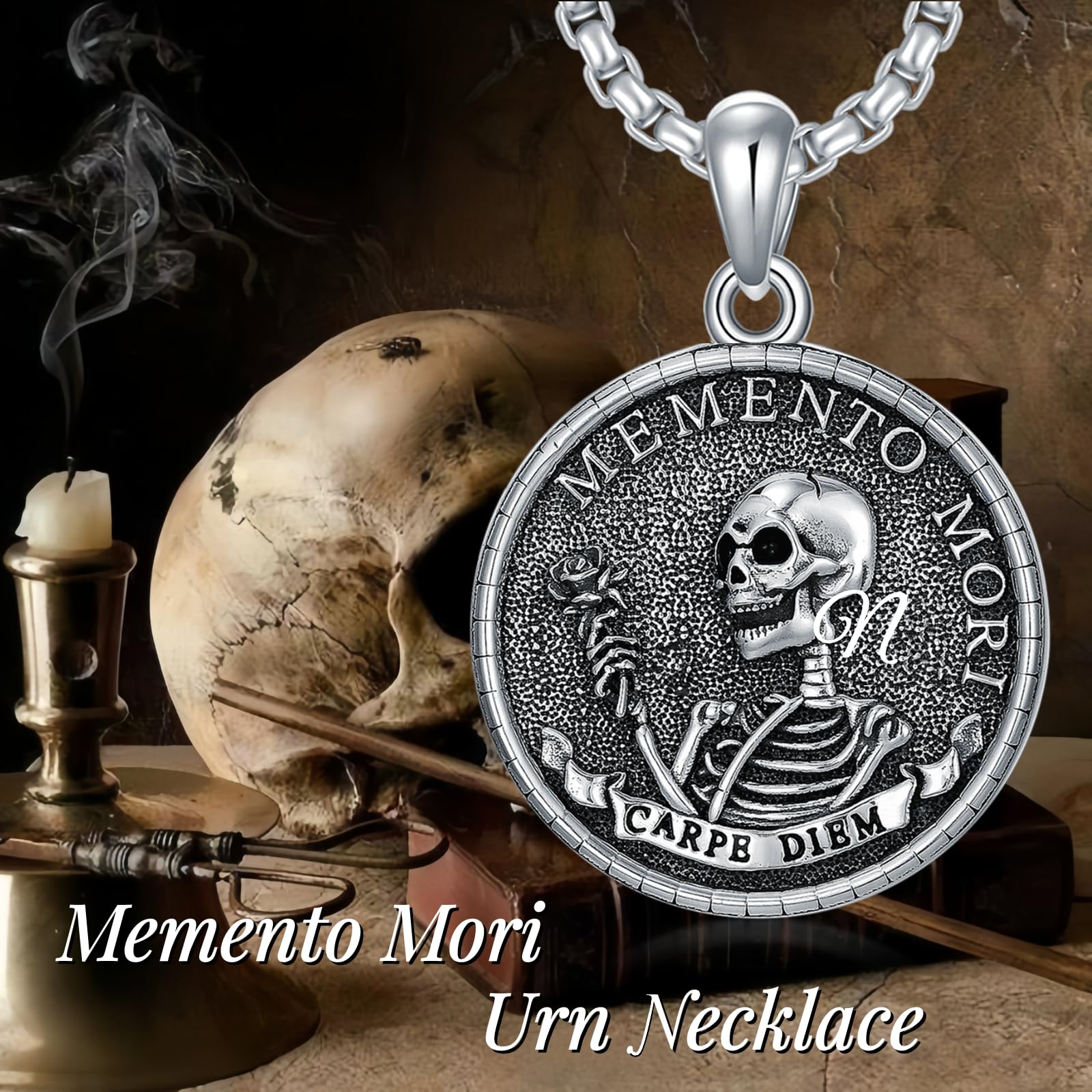 Sterling Silver Memento Mori& Gothic Skull Urn Necklace For Ashes ...