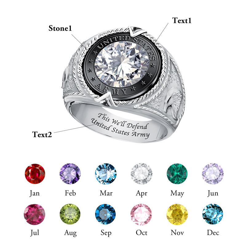 Sterling Silver 10K 14K 18K Gold Personalized Class Ring for Men