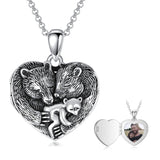 Sterling Silver Vintage Bear Photo Locket Necklace