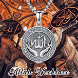 Allah Pendant Necklace 925 Sterling Silver Islamic Muslim Religious Jewelry Gifts for Men Women