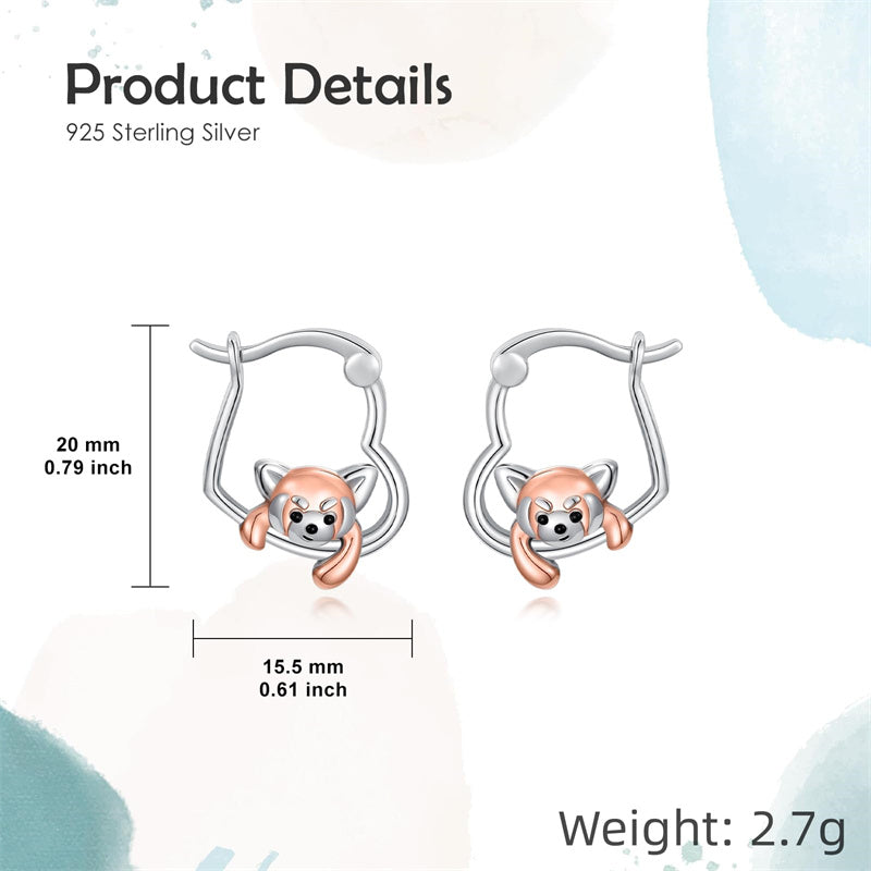 Sterling Silver Fox Frog Leopard Peacock Puppy Animal Hug Hoop Earrings