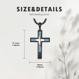 Sterling Silver Cross Christian Pendant Necklace for Men