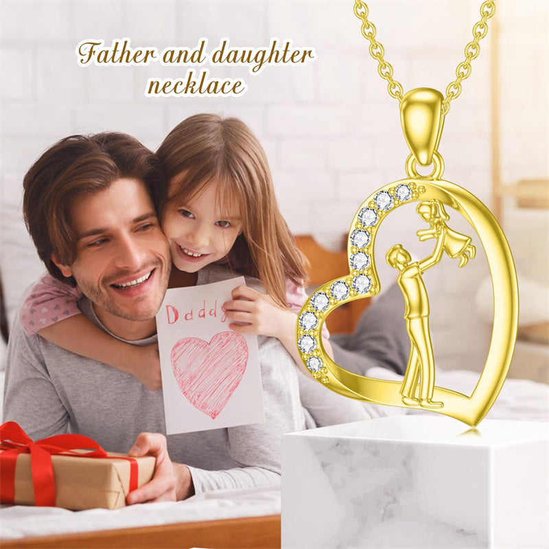 14K Gold Father Daughter Heart Pendant Necklace From Dad I Love You Fo — free download