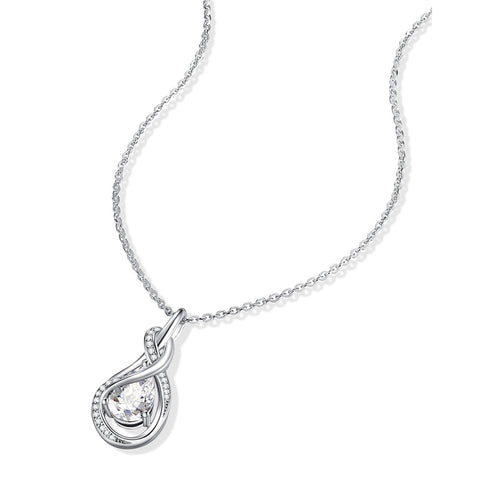 Sterling Silver Teardrop Birthstone Infinity Love Necklace for Women