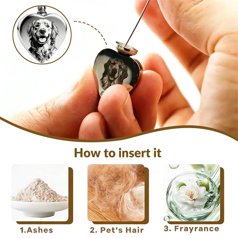 Stainless Steel Personalized Photo Engraved Heart Urn Necklace for Ashes