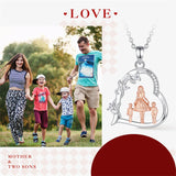 Sterling Silver Cubic Zirconia Mother Daughter Father Daughter Pendant Necklace