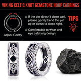 14K Gold Plated  Cubic Zircon Norse Viking Runes Hoop Earrings Viking Jewelry Gift for Men