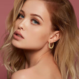 14K Gold Plated Cubic Zirconia Spiral Twisted Chunky Hoops Earring for Women