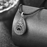 Pet Dog Celtic Urn Necklace Cremation Jewelry for Ashes Sterling Silver Paw Print Necklace Memorial Jewelry