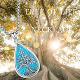 Tree of Life Necklace Sterling Silver Abalone Shell/Opal/Turquoisel Family Tree of Life Jewelry for Women Men