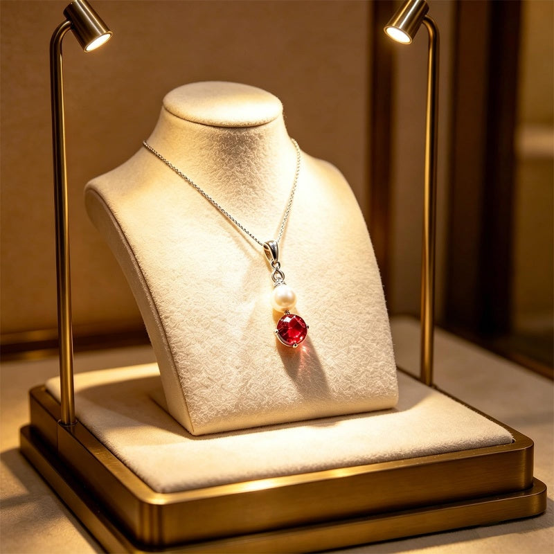 14K Gold Plated Birthstone 8MM  Round Pearl Pendant Necklace for Women