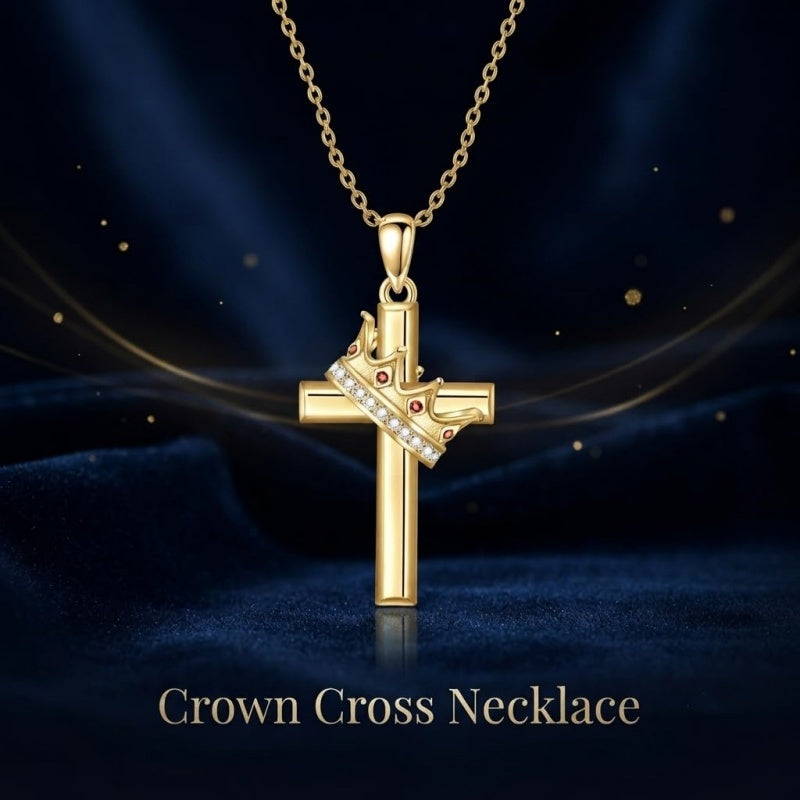 14K Gold Plated Birthstone Infinity  Cross Pendant NecklaceJewelry for Women
