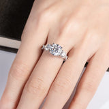 Sterling Silver Round Cut Moissanite 3 Stone D Color Engagement Ring