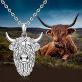 Highland Cow Pendant Necklace 925 Sterling Silver Scotland Cow Jewelry Birthday Gifts for Women Her Girls Sister