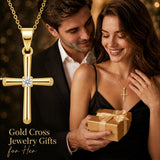 Minimalist Cross Pendant Necklace 14K Gold Plated for Women Faith Jewelry Religious Gifts