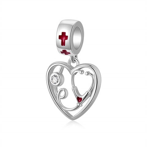 Sterling Silver Medical Stethoscope Charm Beads