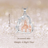 Sterling Silver Cubic Zirconia Mother Daughter Father Daughter Pendant Necklace