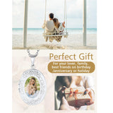 Copper Personalized  Photo Oval Olive Leaf Pendant Necklace