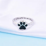 Sterling Silver Forever in My Heart Cremation Urn Ring Hold Loved Pet Dog Ashes Memorial Jewelry