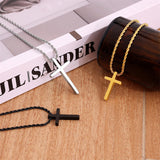 Sterling Silver Cross Pendant Necklace with Stainless Steel 2.5mm Rope Chain