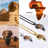Copper Cubic Zirconia Personalized Photo African Map Pendant Necklace