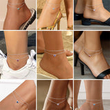 Sterling Silver Birthstone Double Layer Anklet for Beach Weddings, Summer Vacations & Pool Parties