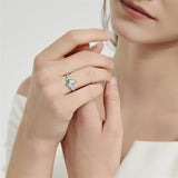 Moss Agate Rings for Women Kite Cut Engagement Rings 925 Sterling Silver Ring for Women