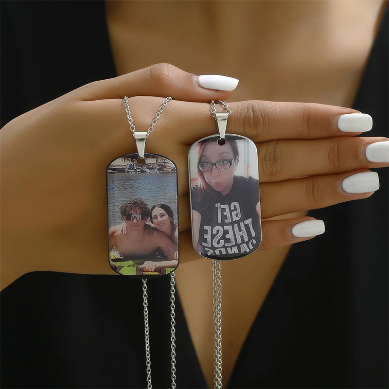 Stainless Steel Personalized Photo Dog Tag  Necklace