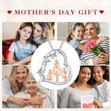 Sterling Silver Cubic Zirconia Mother Daughter Father Daughter Pendant Necklace