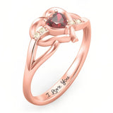 Sterling Silver Personalized Birthstone Engraved Heart Infinity Ring