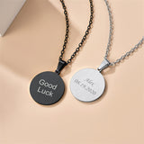 Stainless Steel Round Customized Engraved  Photo Pendant Necklace
