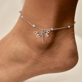 14K Gold Sterling Silver Birthstone Dragonfly Anklet Butterfly Anklet Irish Celtic Jewelry for Women