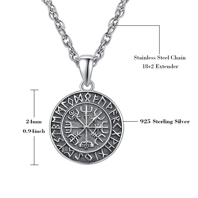 Silver Chain Runes Sterling Silver Oxidation Personalized Engraved Viking Rune Pendant ...