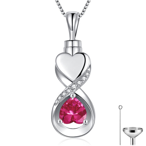 Sterling Silver Infinity Heart Urn Necklace for Ashes
