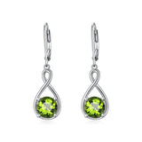 Dangle Drop Infinity Earrings 925 Sterling Silver Leverback Birstone Earrings 18K White Gold Jewelry for Women Girls