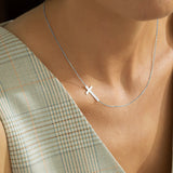 Cross Necklace,Sideway Cross Necklace Dainty Cross Pendant, Side Cross Necklace, Tiny Cross Necklace Gift For Her
