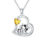 Sterling Silver Mother Daughter Cow Pendant Necklace