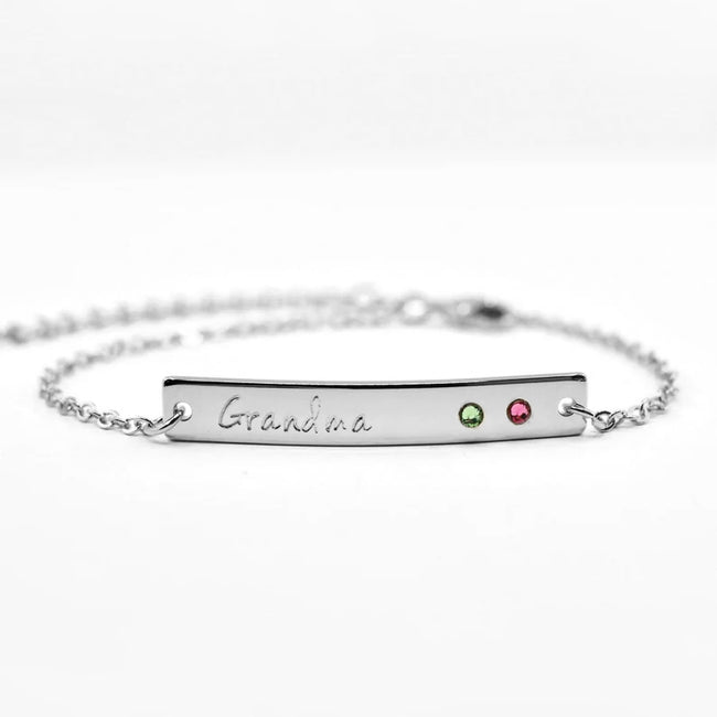 Birthstone Bracelet  Custom Bar Bracelet  Birthstone Bar Bracelet Name Bracelet  Gift for Her  Birthday Gift  Name Jewelry