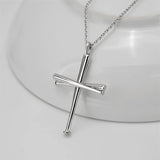 925 Silver Original Baseball Bat Cross Necklace Sport Necklace
