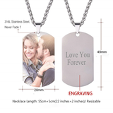 Men Women Personalized Photo/Text Engraving Necklace Stainless Steel Pendant Picture Necklaces Gift for Dad Husband Son
