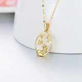 14K Gold Fox Necklace Animal Necklace Gift Necklace