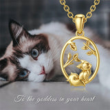 14K Gold Fox Necklace Animal Necklace Gift Necklace