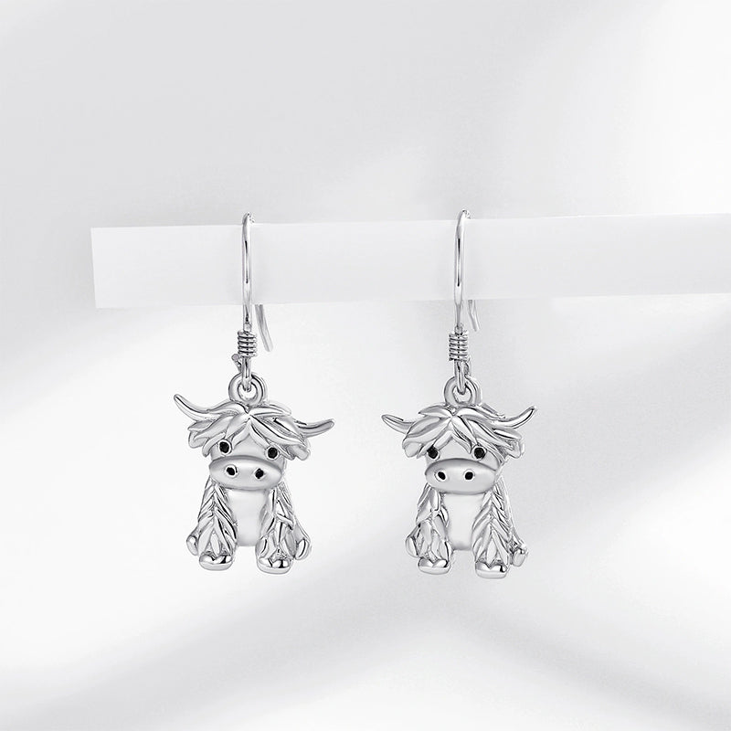 Orecchini Mucca Highland In Argento Sterling - Gioiello Animalier Orecchini Mucca Highland In Argento Sterling - Gioiello Animalier